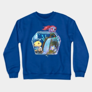 ut-Undyne Alphys in waterfall Crewneck Sweatshirt